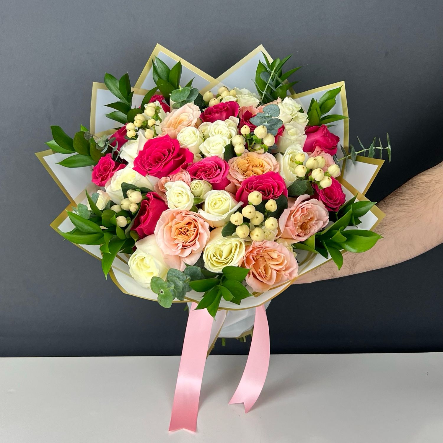 Wrapped Bouquet of Roses