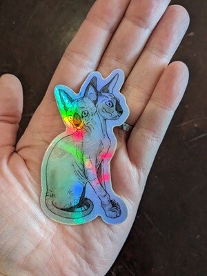 Holographic Two-Headed Cat Sticker