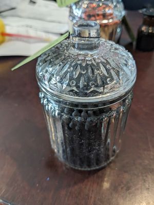 Ribbed Glass Jar with Black Matches