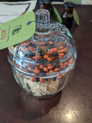 Pumpkin Glass Jar with Black and Orange Matches