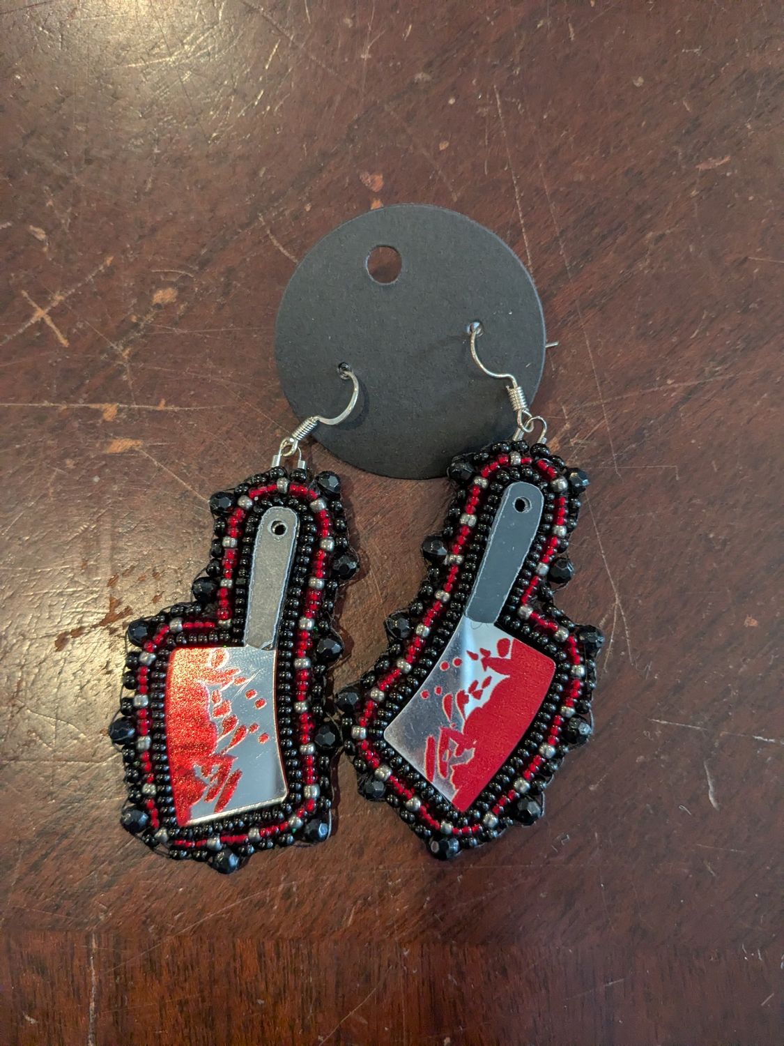 Beaded Butcher Knife Earrings