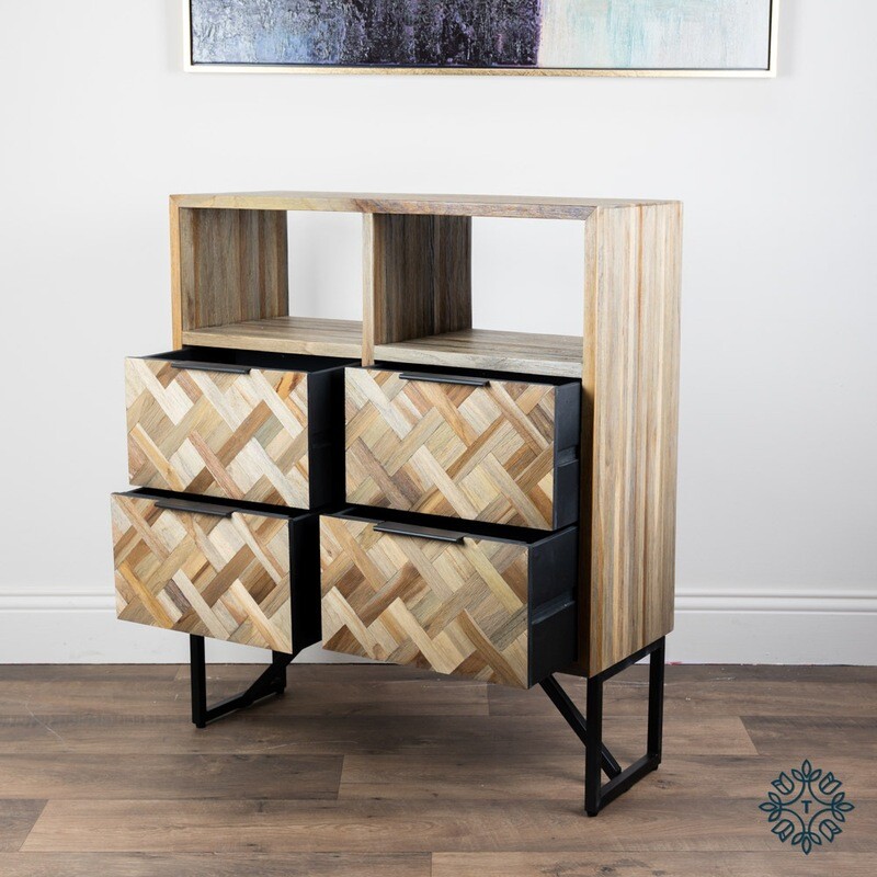 Verona 4 drawer 2 shelf cabinet teak Verona 4 drawer 2 shelf cabinet teak