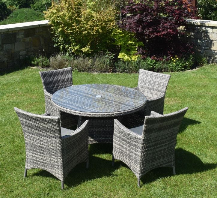 5 Piece Dark Rattan Dining Set