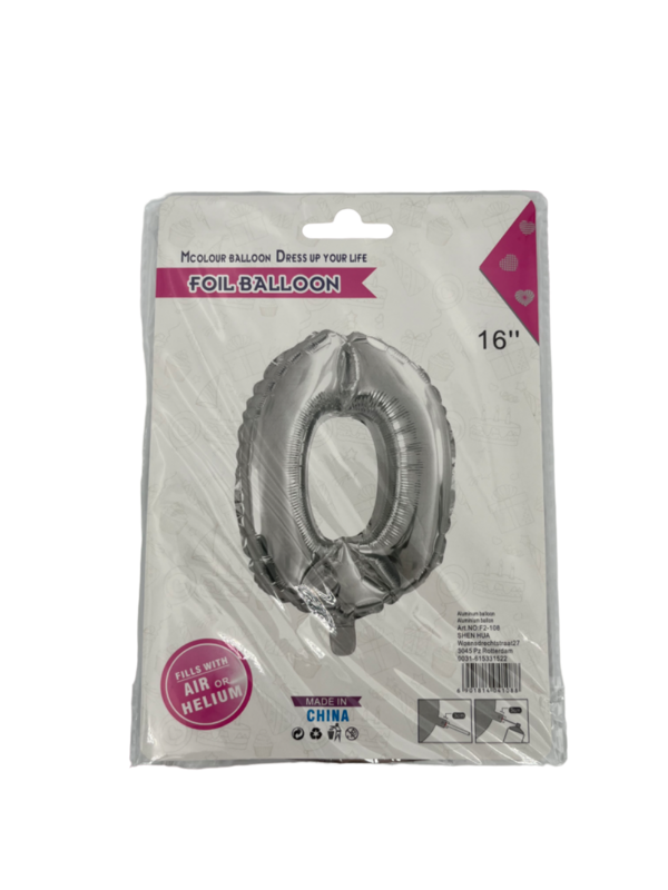 Zilveren Folieballon Getallen 0-9 (40cm)
