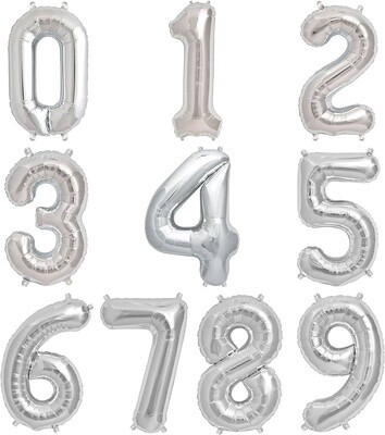 Zilveren Folieballon Getallen 0-9 (100cm)
