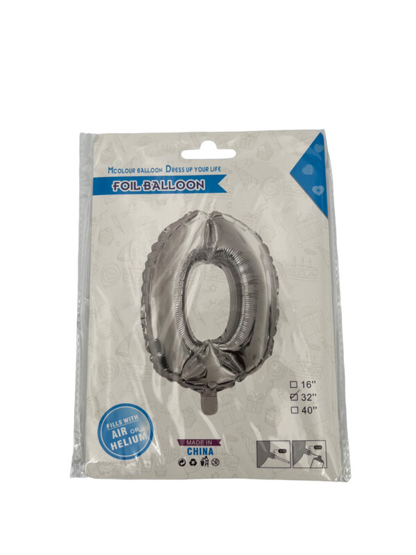 Zilveren Folieballon Getallen 0-9 (80cm)