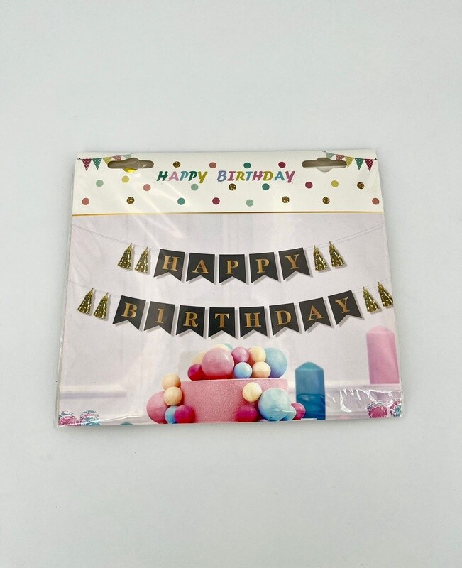 Happy Birthday Banner Zwart en Goud