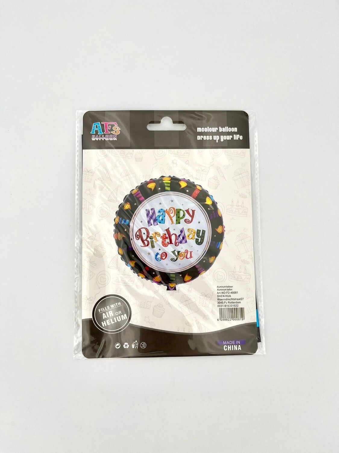 Happy Birthday Folieballon Zwart 45cm