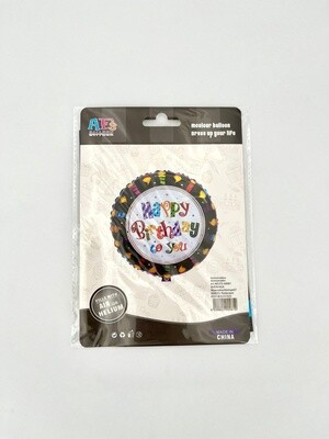 Happy Birthday Folieballon Zwart 45cm