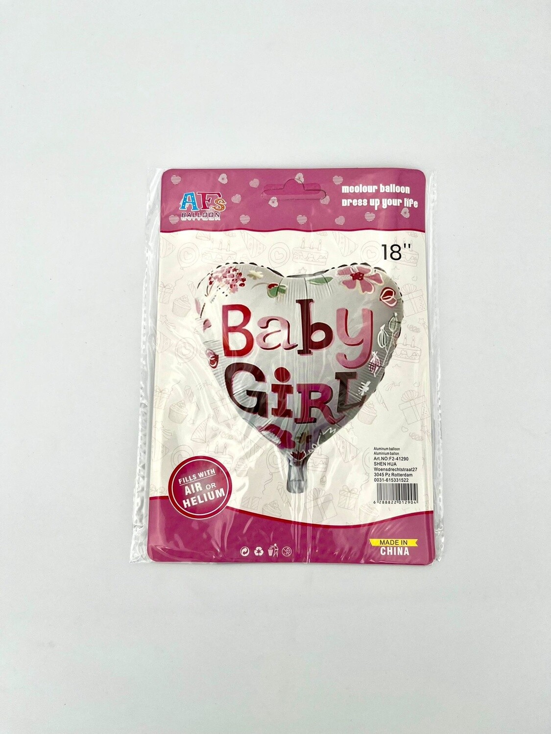 Baby Girl Folieballon Hart 45cm