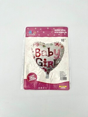 Baby Girl Folieballon Hart 45cm
