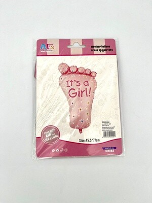 Geboorteballon Voet Roze of Blauw 77cm