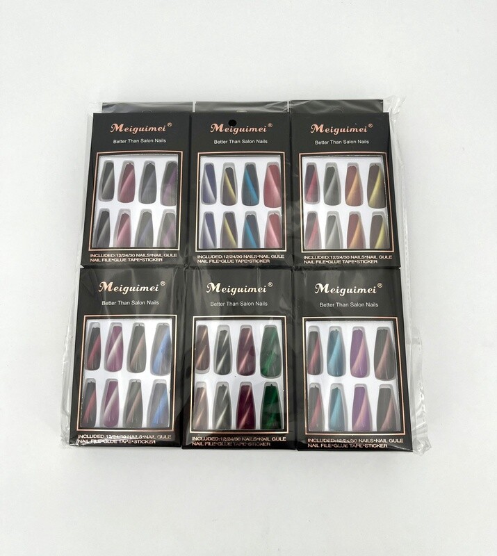 Nail Art Lange Nepnagels  Zwarte 12pack nr1