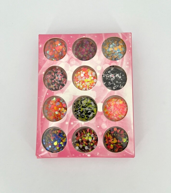 Ronde Glitters 12 kleuren nr1