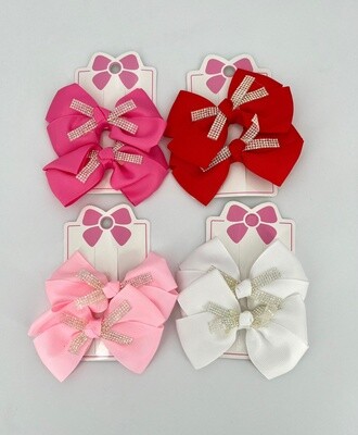 4 kleuren Haarklemmen met strik en strass