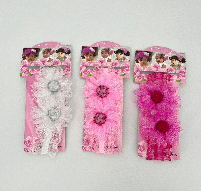 Haarbanden Roze en Wit Bloemetjes