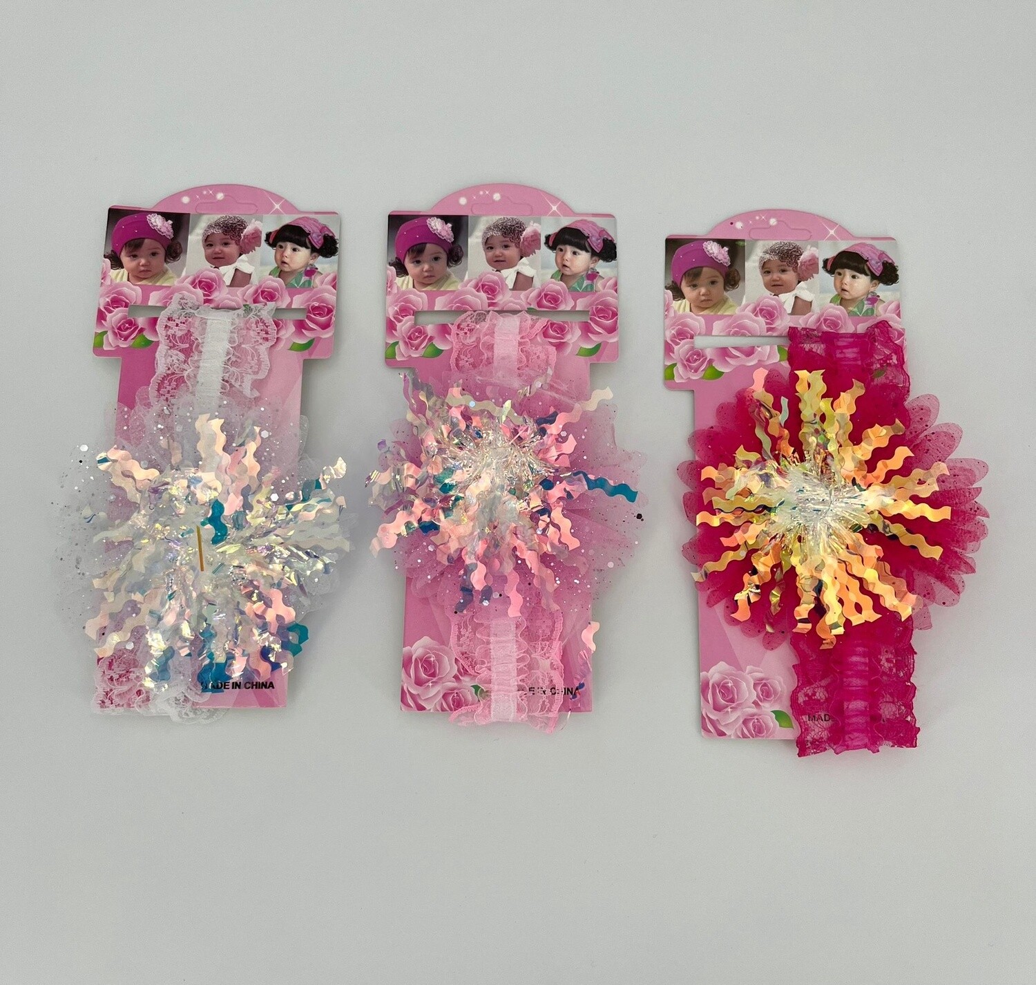 Haarbanden Baby&#39;s Wit en Roze Glitters