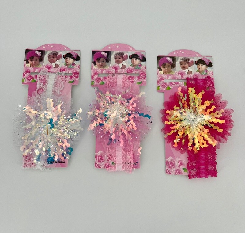 Haarbanden Baby&#39;s Wit en Roze Glitters