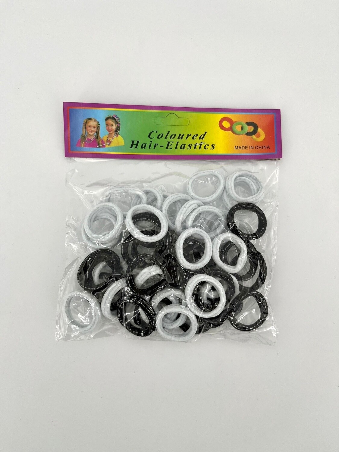 50 Haarelastiekjes Zwart met Wit