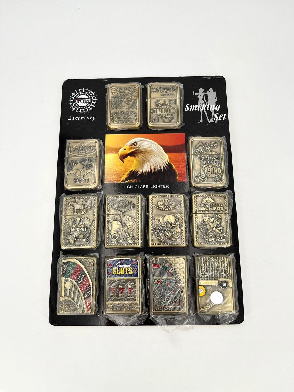 Aanstekers metaal  set 12 stuks Casino