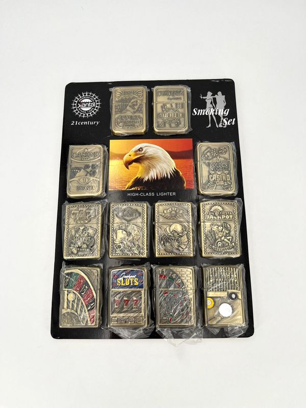 Aanstekers metaal  set 12 stuks Casino