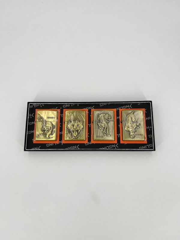 Aanstekers metaal  4pack Tijger