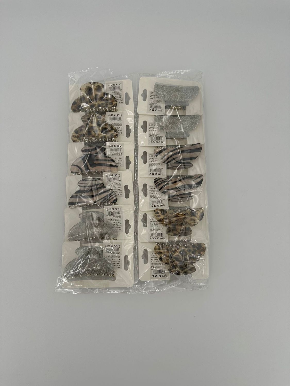 Haarclips 7 cm Panter, Zebra, Zilver