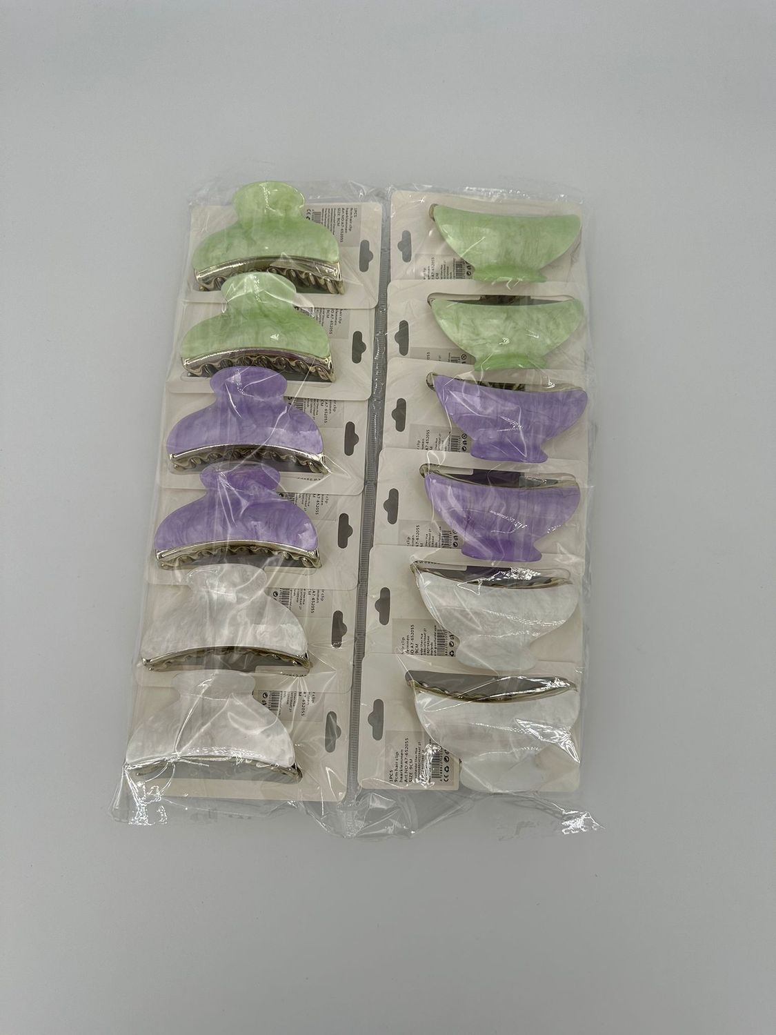 Haarclips 9 cm Groen, Paars, Wit