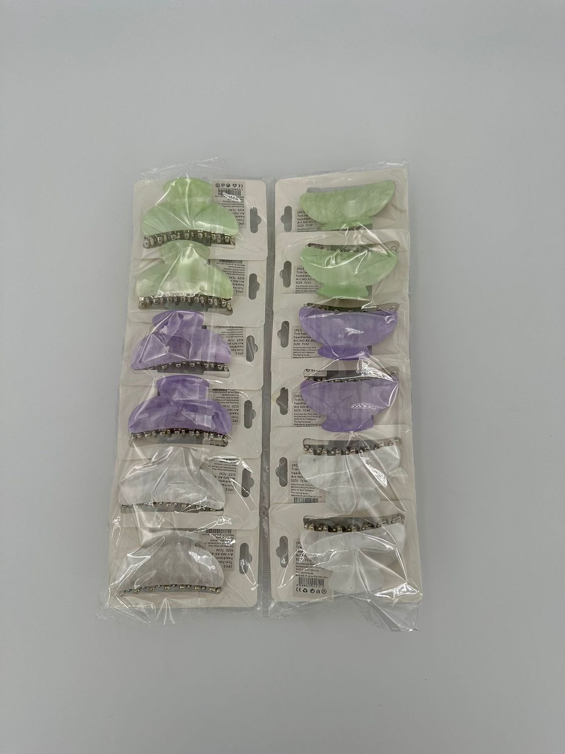Haarclips 7 cm Groen, Paars, Wit