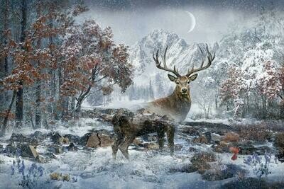 December Deer - Hoffman Fabrics - PANEL