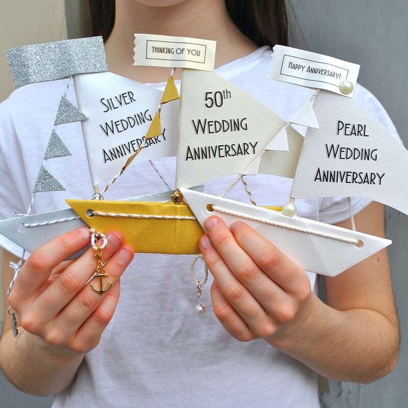 Personalised Anniversary Sailboat Card