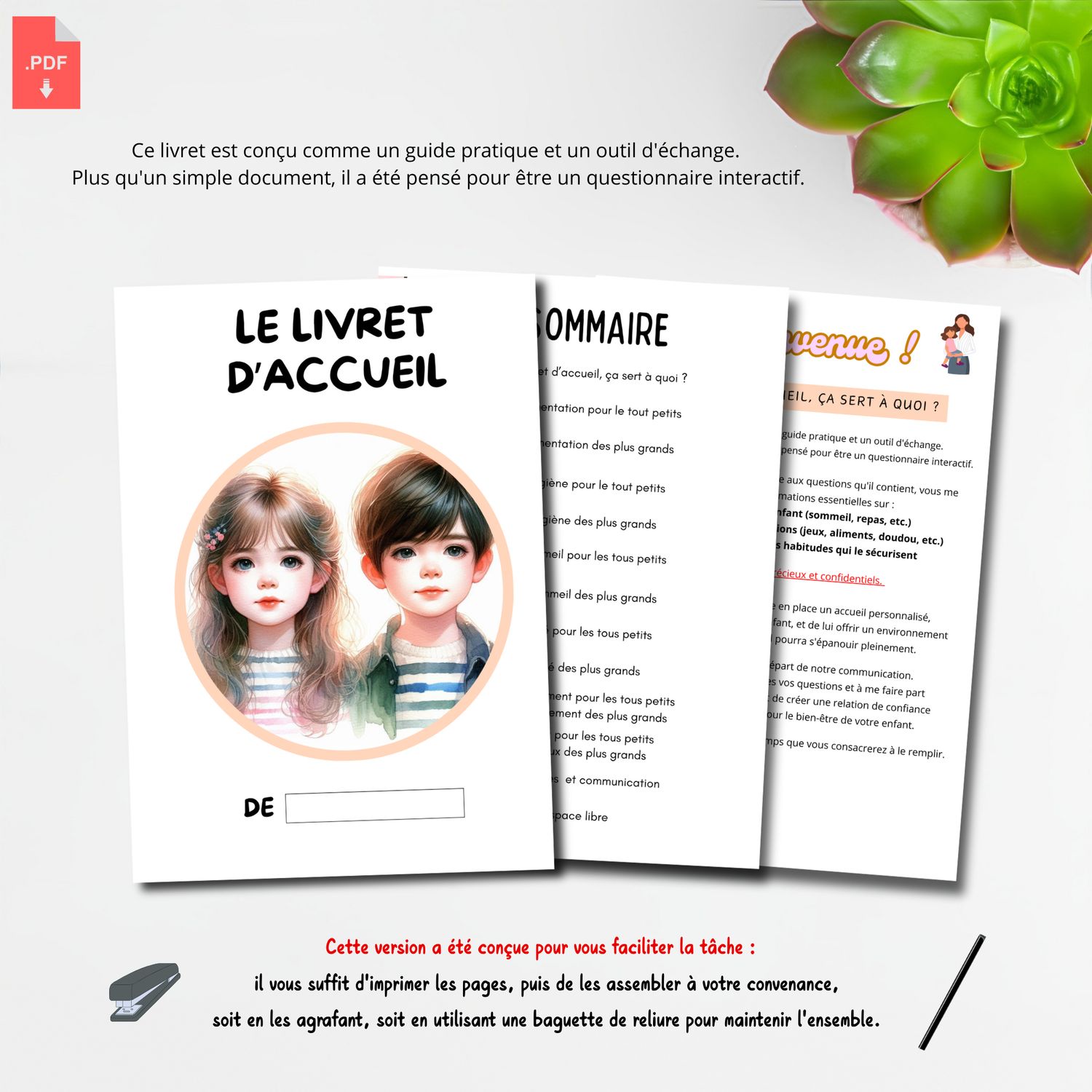 Questionnaire format A4 - Livret d'accueil autour de l'enfant - assistante maternelle Questionnaire format A4 - Livret d'accueil autour de l'enfant - assistante maternelle