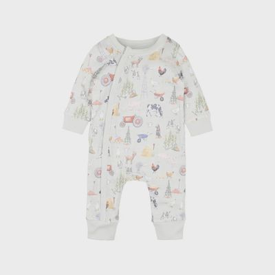 Chester Print Ls Zip Romper