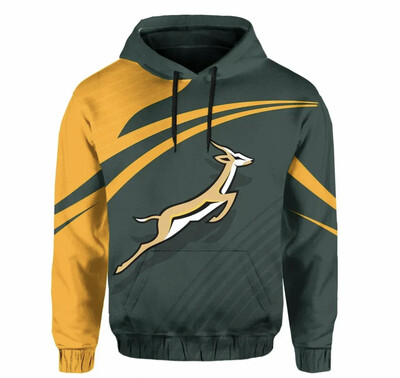 SA Rugby Supporters Hoodie - Green and Gold with Springbok - Kids