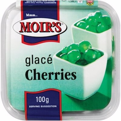 Moir's Glazed Cherries Green 100g