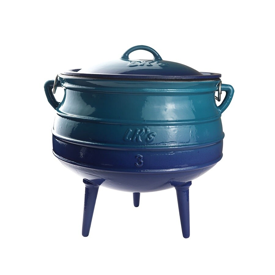 LKs 3 Legged Pots Enamel Coated, Colours: Blue, Size: No 2