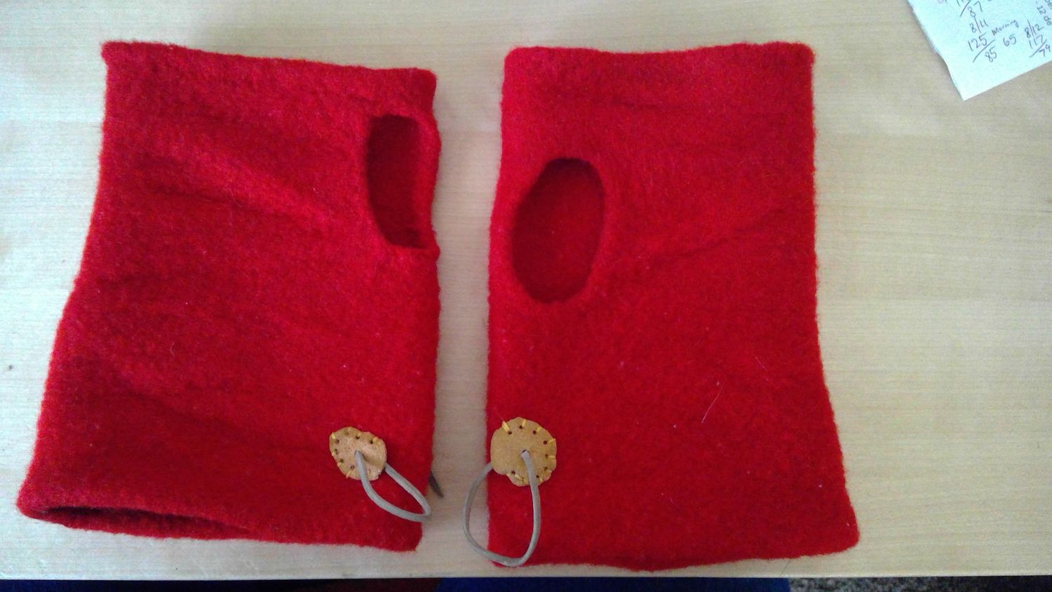Red Wool Fingerless Mittens