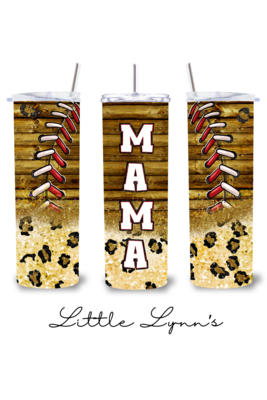 Baseball with Leopard Print Mama 20oz Tumbler
