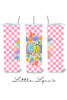 Floral Checkers Mama 20oz Tumbler