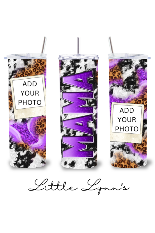 Personalized Mama Purple Cowhide 20oz Tumbler
