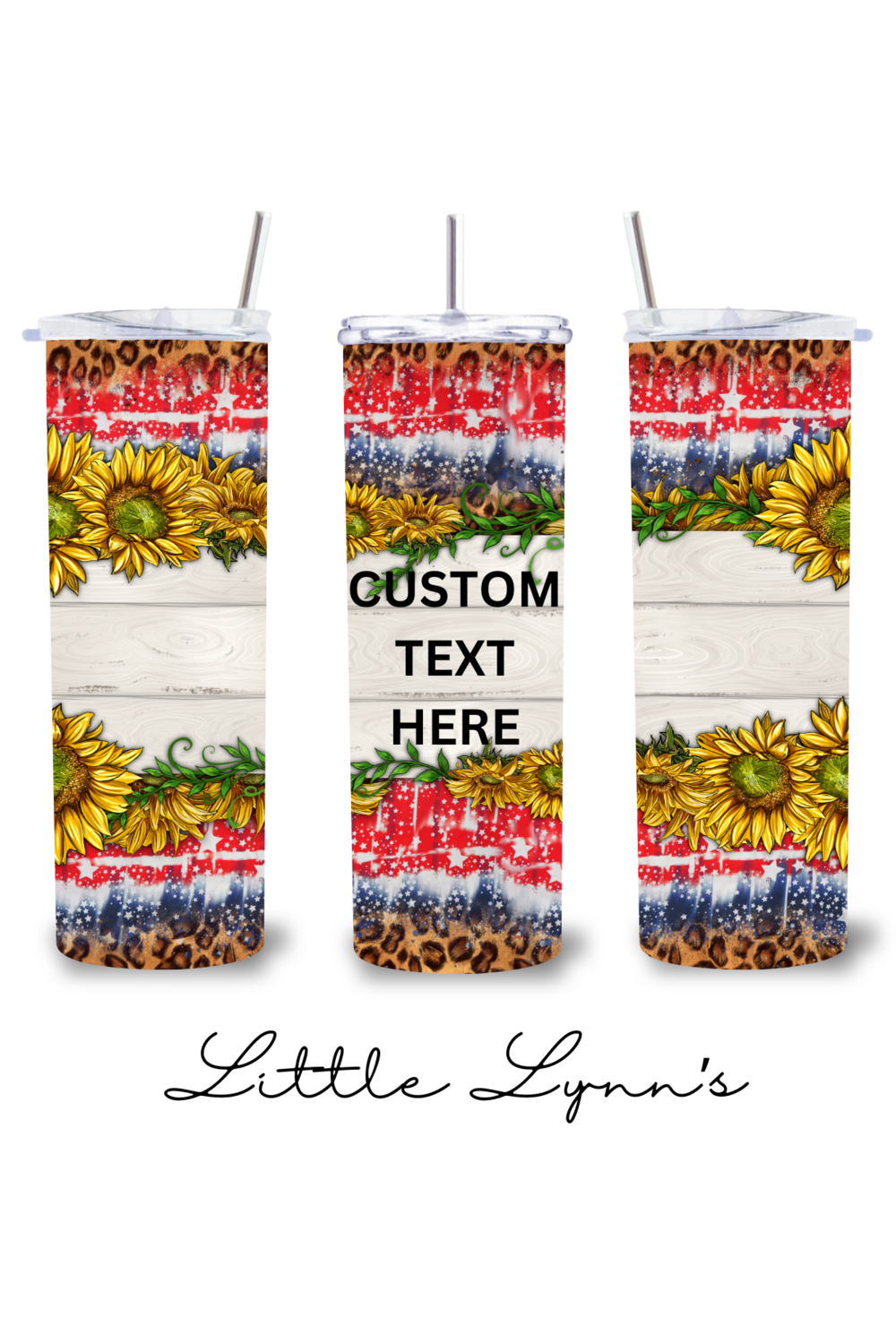 Personalized Patriotic Sunflower 20oz Tumbler