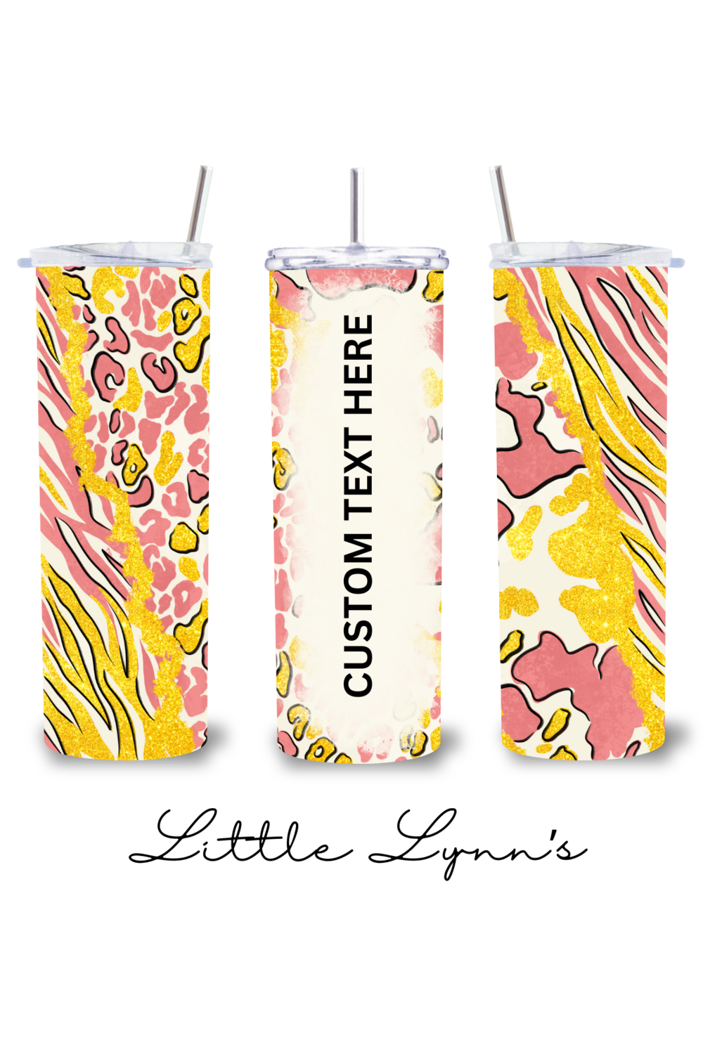 Personalized Pink &amp; Yellow 20oz Tumbler
