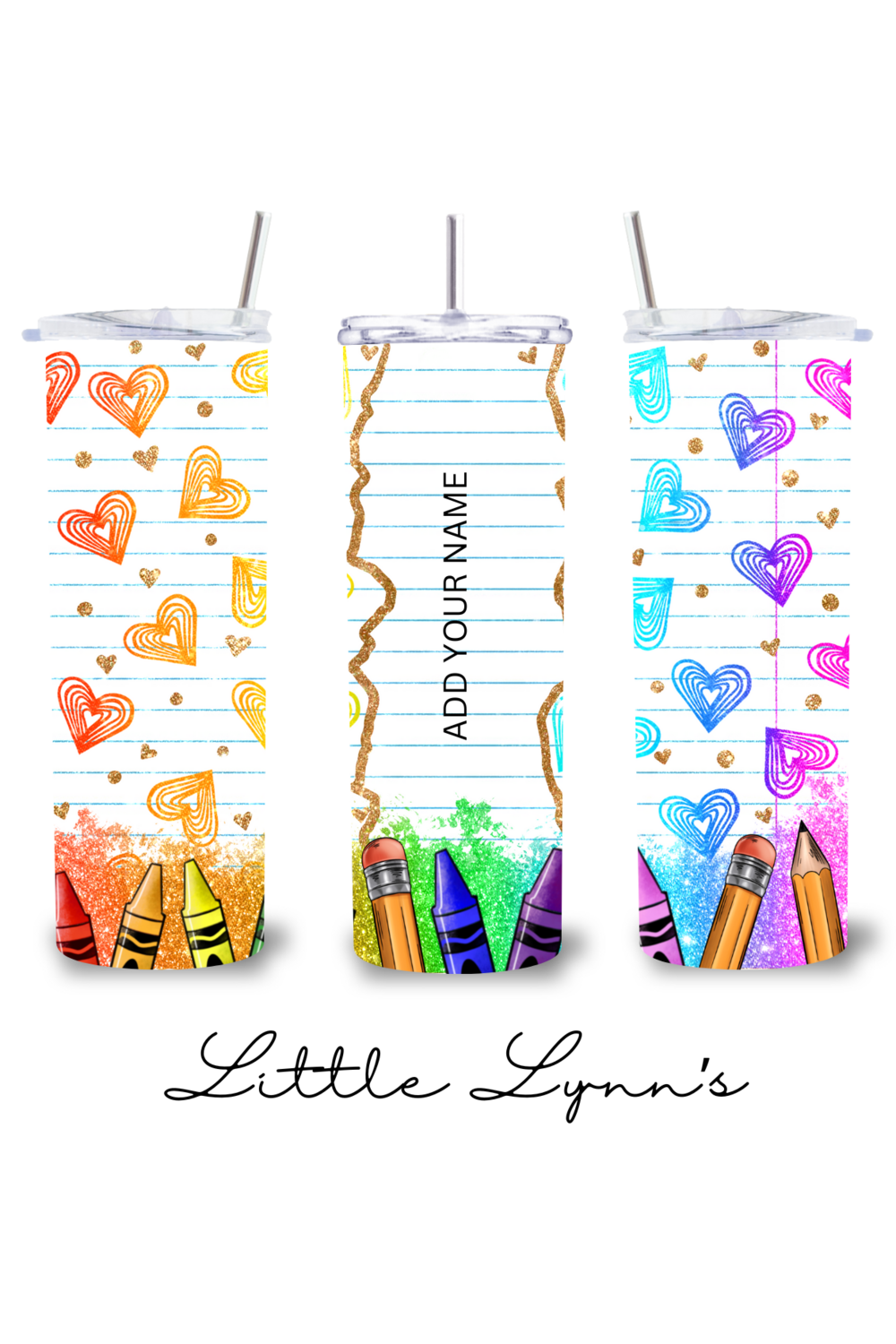 Personalized Doodle Hearts 20oz Tumbler