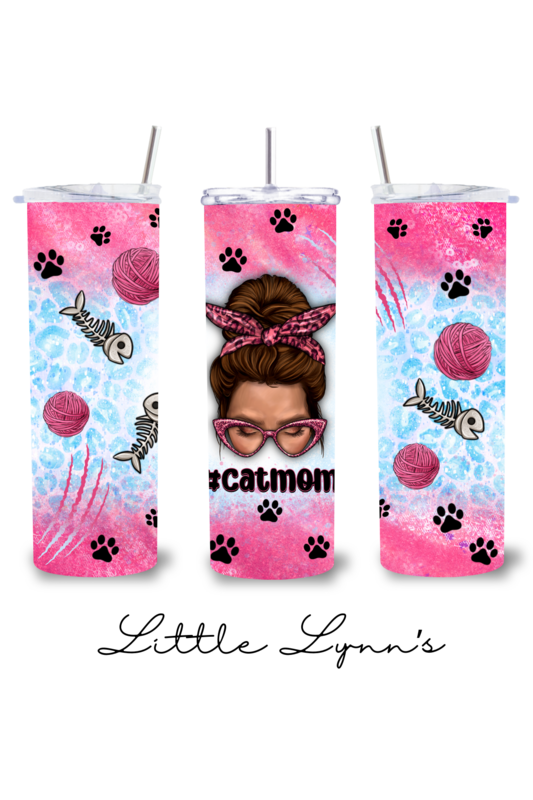 Cat Mom Messy Bun 20oz Tumbler