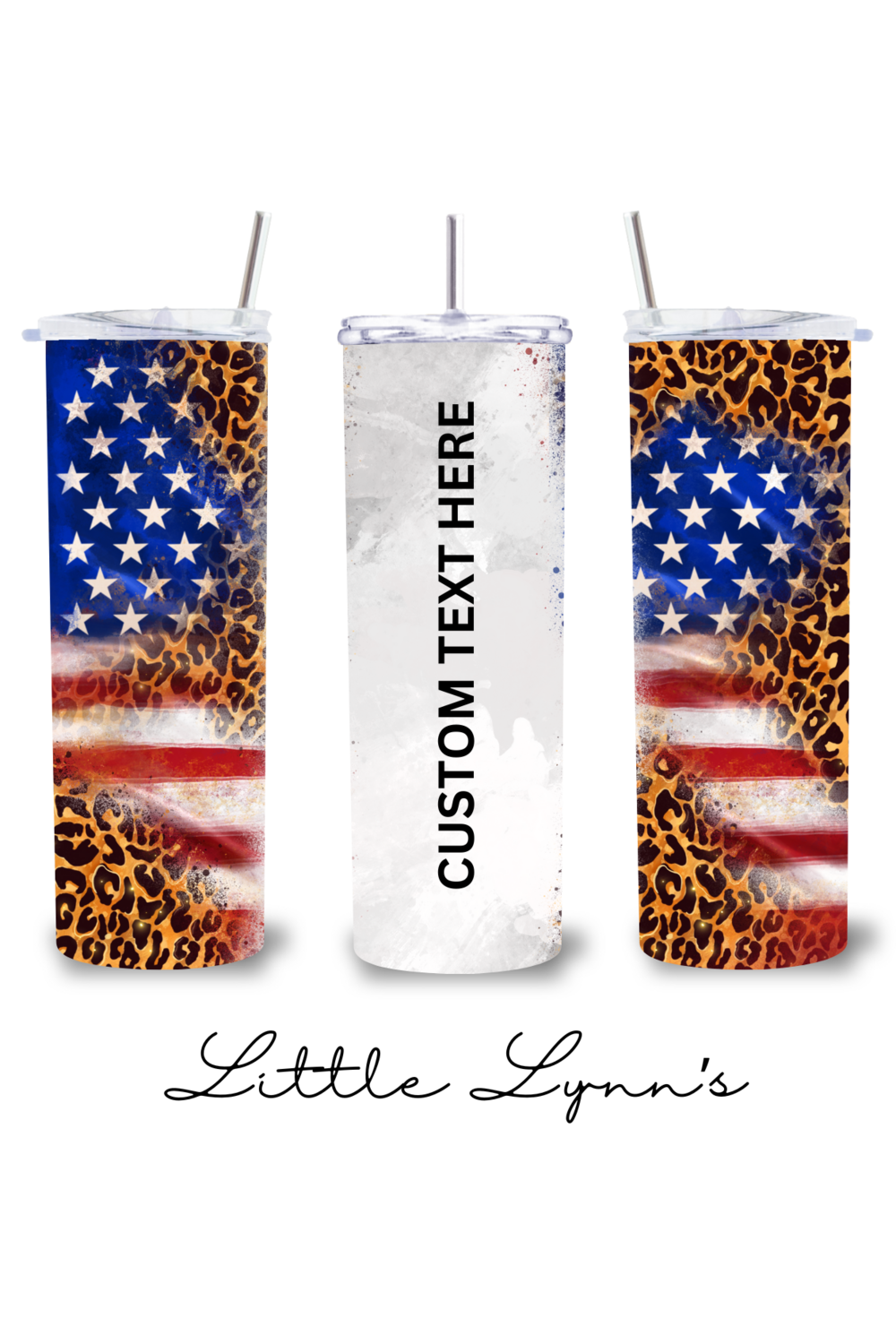 Personalized Patriotic Leopard 20oz Tumbler