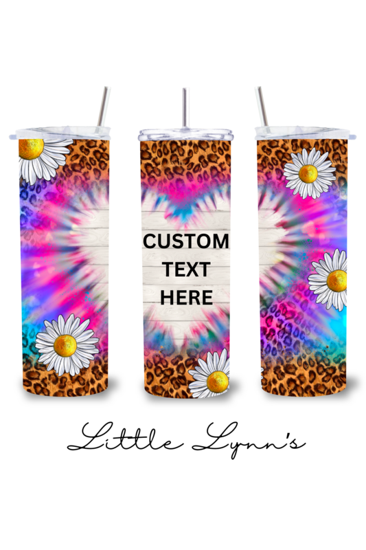 Personalized Daisies &amp; Tie-dye Heart 20oz Tumbler