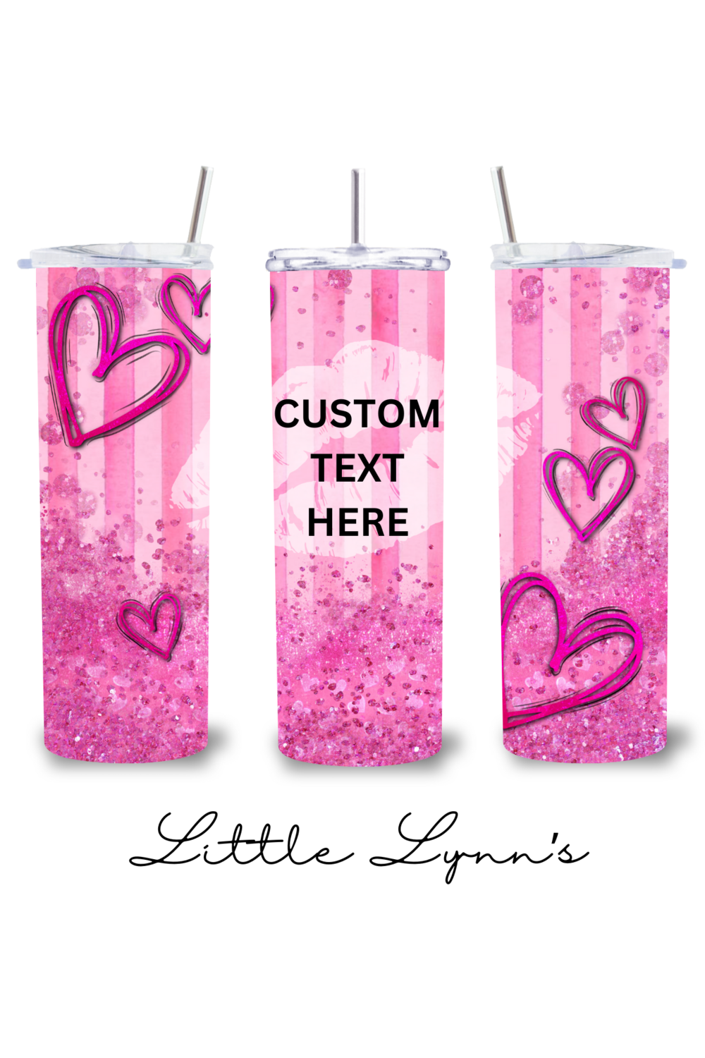 Personalized Pink Hearts 20oz Tumbler