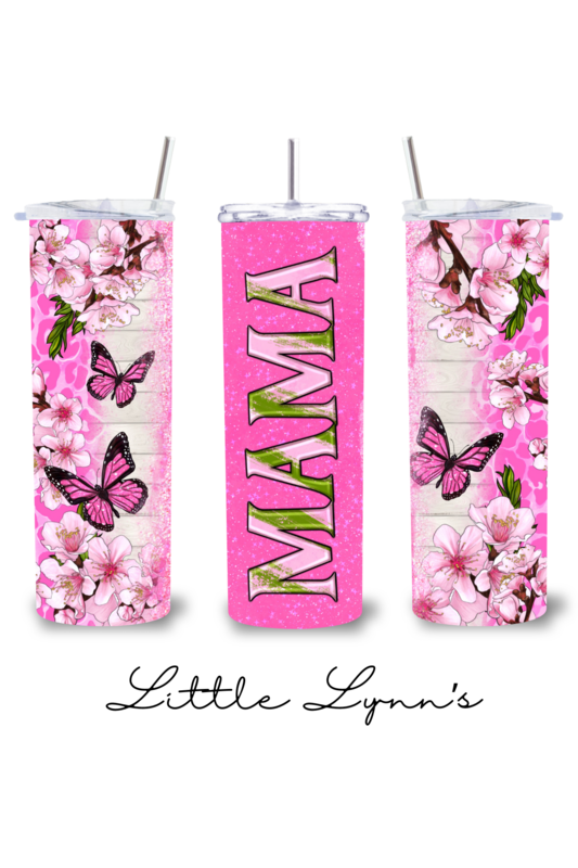 Pink Butterflies Mama 20oz Tumbler