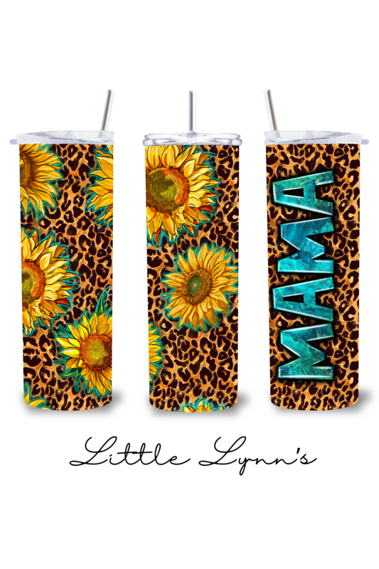 Sunflowers &amp; Leopard Mama 20oz Tumbler