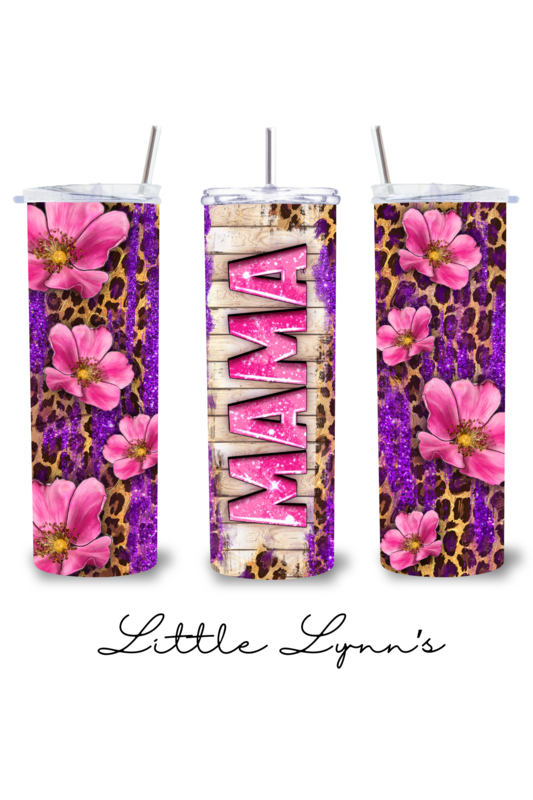 Pink &amp; Purple Floral Mama 20oz Tumbler